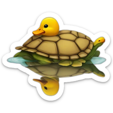 Un canard sur le dos d'une tortue sticker