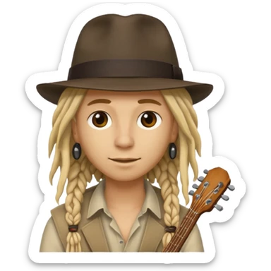 blonde Musician with dreadlocks and fedora sticker