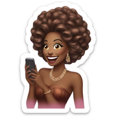 nina bonina brown a drag queen holding phone laughing sticker