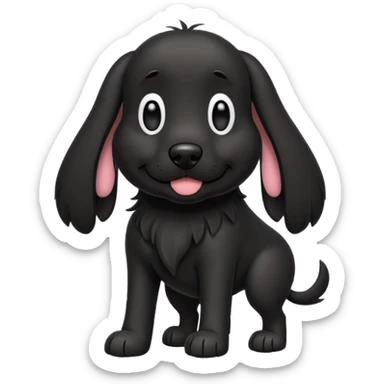 Please give me an all black dog with droopy ears as a walking dog emoji sticker