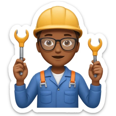 A 3D emoji with a Memoji style that the depicts a person who is learning to become a car mechanic as his highchool extended profile sticker