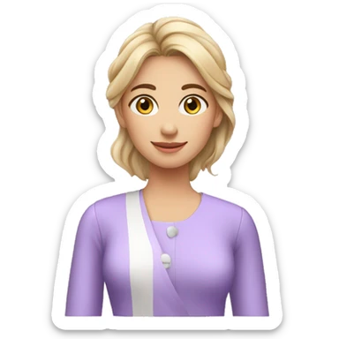 A young woman with lavender kurti white spots saying bye sticker