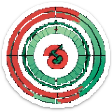 Circular member emblem with green to red gradient swirl pattern and member symbol sticker