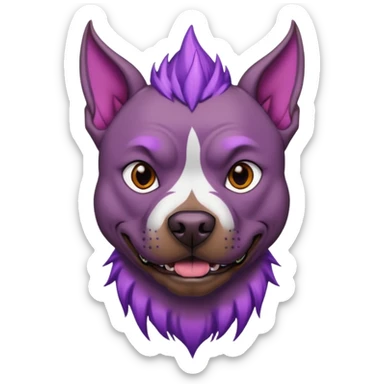 very tattoed brown face pitbull dog with purple spiky hair scary sticker