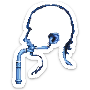 Pixelated blue mouthpiece with breathing tube and nose clip for VO2 max testing, no face sticker