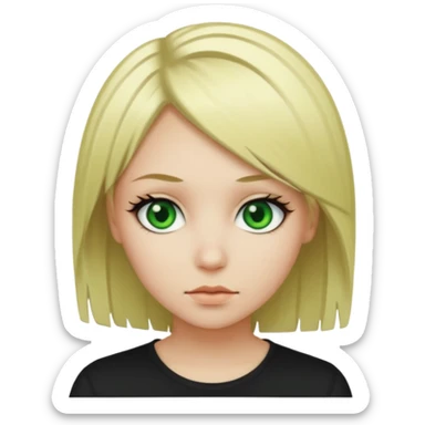 crea una mujer de piel blanca, ojos verdes y pelo rubio, con el peinado “emo”  sticker