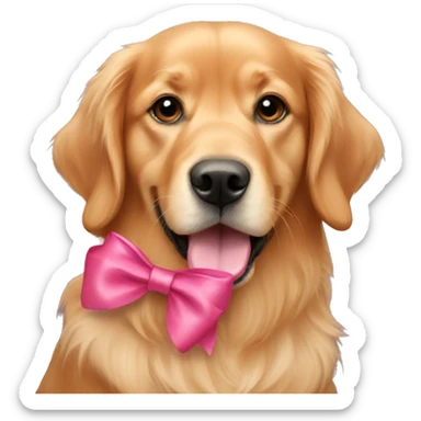 Red golden retriever with pink bows sticker