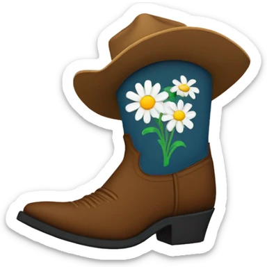 Cowboy boot with daisy’s coming out of the top sticker