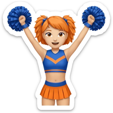 cheerleader  within a circle of shades of orange and blue With her, Boom Boom, and cheering sticker