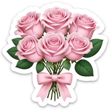 A bouquet of light pink roses tied with a delicate bow. sticker