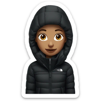 White burgundy haired Girl wearing black northface parka sticker
