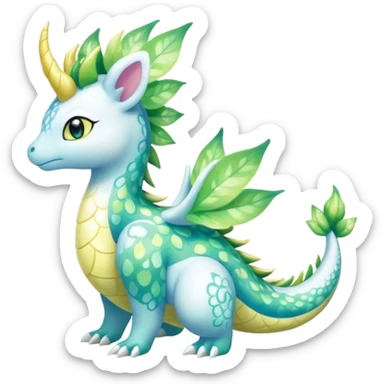 Shiny Sparkly beautiful gorgeous ethereal Scaley Exotic Shaymin-Aurorus-Dragonair-Fakémon-hybrid-creature (full body) sticker