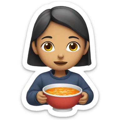Girl eating soup sticker