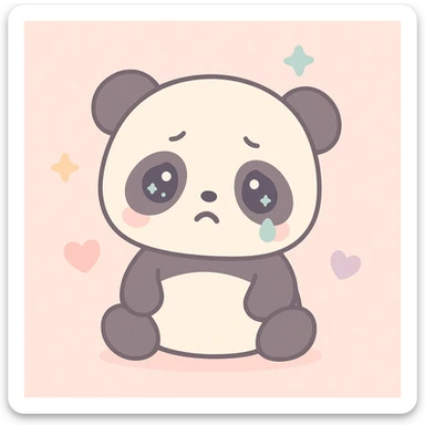 sad panda, kawaii style sticker