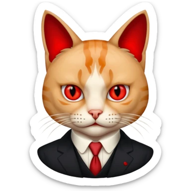 cat corleone mafia, red eyes,RIP sticker