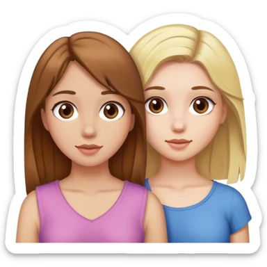 A girl with brown hair and her best friend with blonde hair sticker