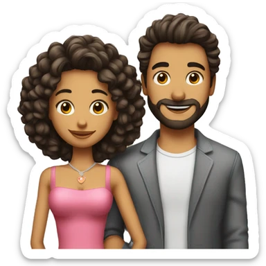 Pareja de chico de pelo rizado y chica pelinegra sticker