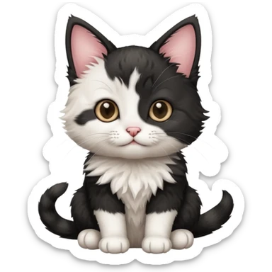 a sitting black and white and rad kitten sticker