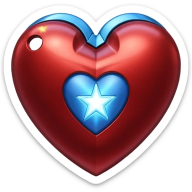 A red Iron Man heart with a glowing blue star in the center sticker