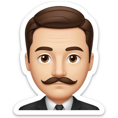 Brown mustache and slicked back hair man  sticker