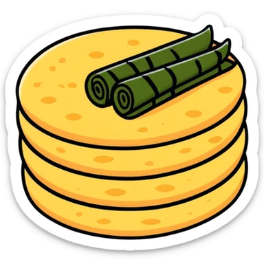 Traditional Japanese rice cracker with nori seaweed sticker