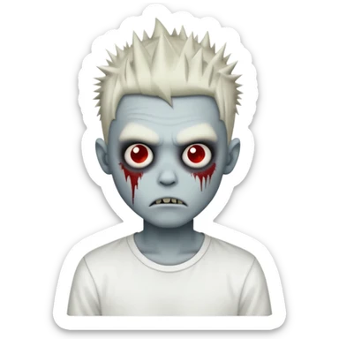 zombie boy with spiky emo hair and white shirt sticker