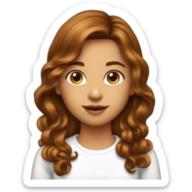 fille long cheuveux marron onduleé vétement cool sticker