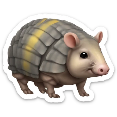 Mottled gray brown chubby armadillo pig with yellow and black and cute tiny eyes sticker