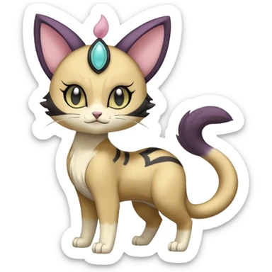 Smooth Soft Dark Pastel Meloetta-Liepard-Persian-Meowth-Purrloin-Gatomon-Trico-Pokémon-Digimon-Fakémon-fusion-hybrid-creature sticker