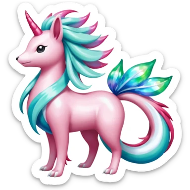  Magical shiny glittery Shaymin-Suicune-Milotic-Amaura-Pokémon-Fakémon-fusion, full body sticker