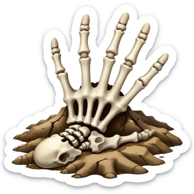 skeleton hand emerging from the ground sticker