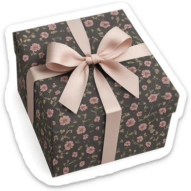 Elegant Rococo pale black pink ditsy floral gift box  , remove background sticker