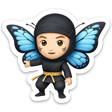 Crea un emoji para usar en WhatsApp con estos dos emoji 🥷🏻🦋. sticker