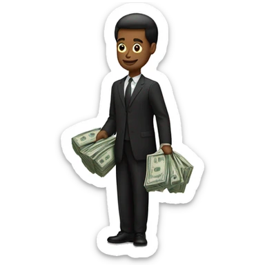 Man in black stripes carrying money sticker