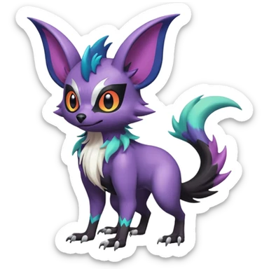 Shiny Cute Noibat-Noivern-Mightyena-Silvally-Fakémon-hybrid-creature (full body)  sticker
