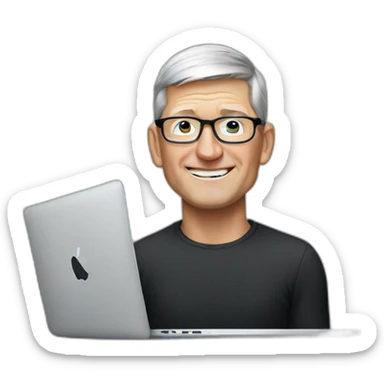 tim cook with a macbook pro sticker