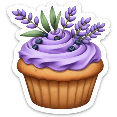 Lavender flower sprig muffin with berries sticker