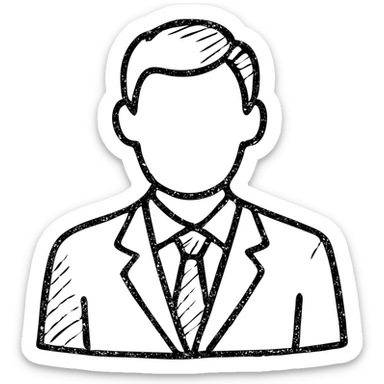 business man icon, sketchy look, hand drawn outlined sticker