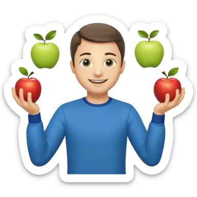 a Circus cute zelensky juggling two apple blue and yellow sticker