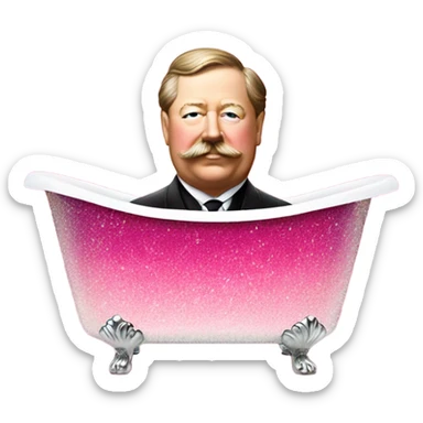 William Howard Taft in pink ombre tub with glitter  sticker