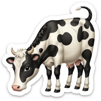 realistic white and black spotted cow tail slight curl at the end sticker