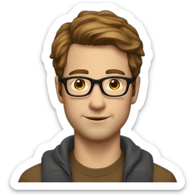 A NERDY 38 YEAR OLD WHITE MAN WITH BROWN HAIR AND GLASSES sticker