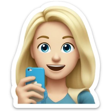 Screaming white girl with blonde hair and blue eyes in wheel chair taking selfies with iPhone sticker