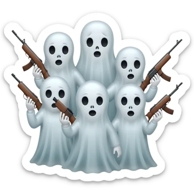 Fantasmas con un fusil y haciendo está señas con la mano 🤙 sticker
