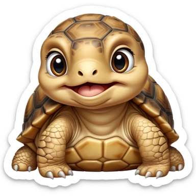 cinematic-yawning baby tortoise-realistic--emoji,,-cute-wise-face-peering-ahead-with-calm-determination,-cute large-eyes-reflecting-centuries of wisdom, sticker