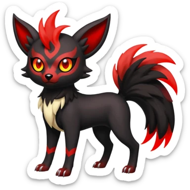 Darkrai-Zorua-Houndoom-Meloetta-Fakémon-creature-hybrid-fusion, full body sticker