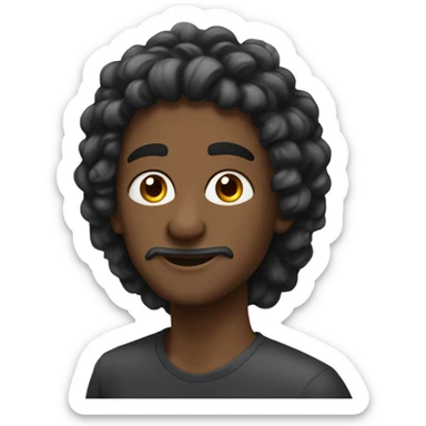 Branca, cabelo ondulado longo partido no meio, olhos pretos sticker