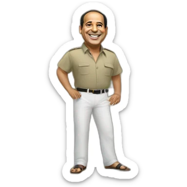 Abdel Fattah El-Sisi standing laughing on the beach sticker