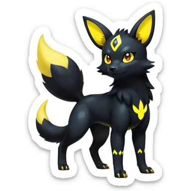 Shiny Exotic Excessive Mysterious Umbreon-Poochyena-Pokémon-Fakémon-hybrid-creature (full body) sticker