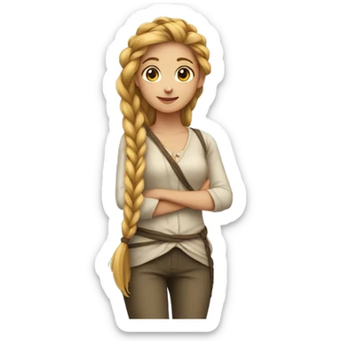 Girl with long braid over her shoulder going down to her waist  sticker